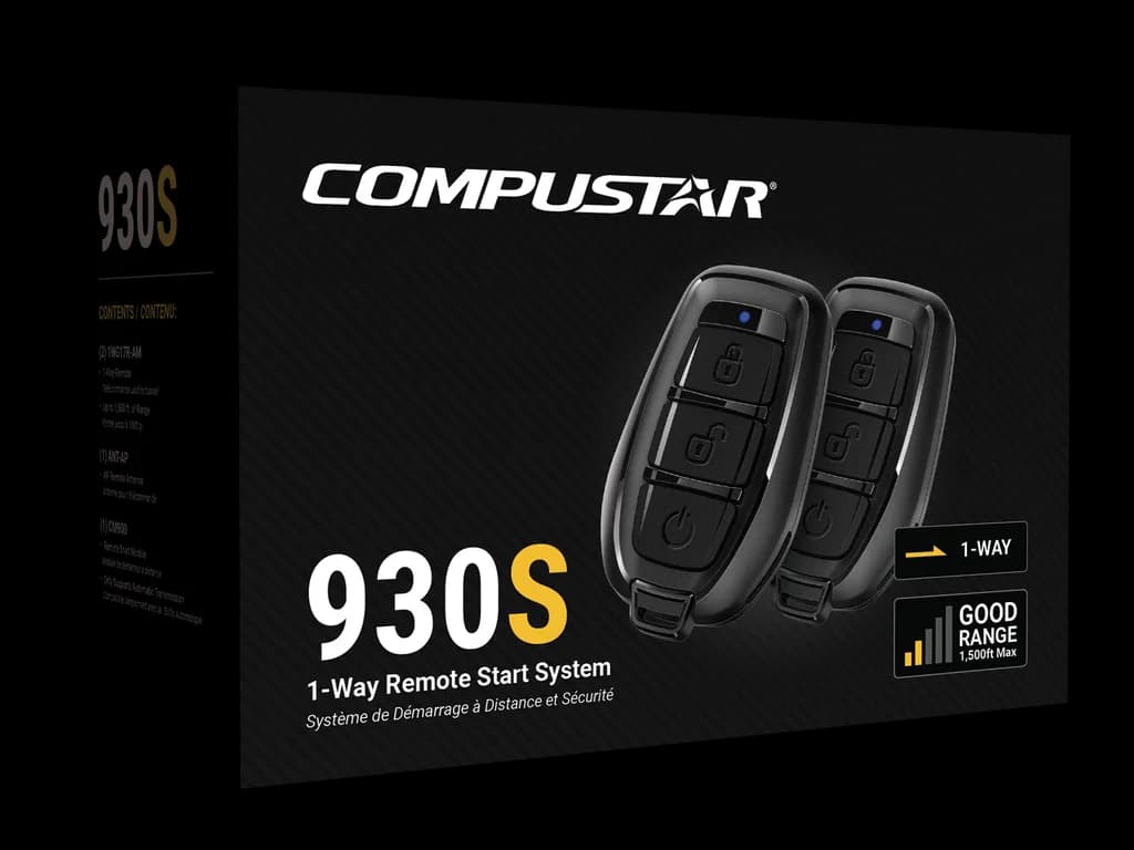 Compustar one-way remote start system with two 3-button remotes